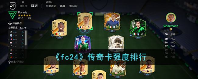 fc24传奇卡强度排行 fc24传奇卡数据测评